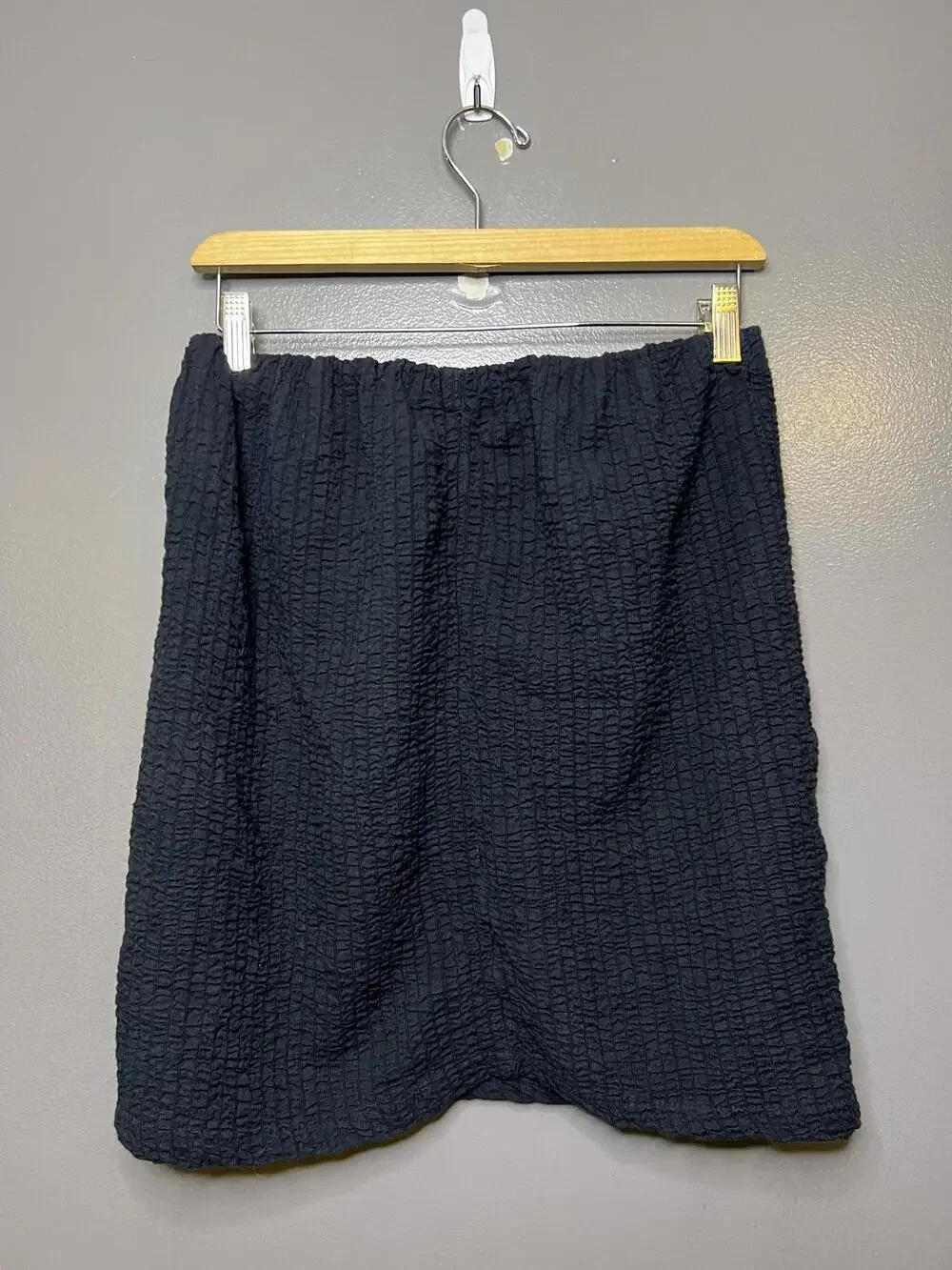 Free People Skirt Womens Small Black Textured Knit Mini Pull On Elastic Casual